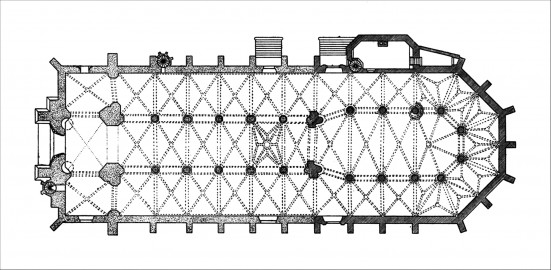 Heidelberg - Heiliggeistkirche - Grundriss (Quelle: Eberhard Zahn, Die Heiliggeistkirche zu Heidelberg, Plan 2, 1960) Heidelberg - Heiliggeistkirche - Grundriss (Quelle: Eberhard Zahn, Die Heiliggeistkirche zu Heidelberg, Plan 2, 1960)