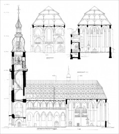 Heidelberg - Heiliggeistkirche - Längschnitt und Querschnitte (Quelle: Evangelische Landeskirche in Baden, Karlsruhe, Planarchiv) Heidelberg - Heiliggeistkirche - Längschnitt und Querschnitte (Quelle: Evangelische Landeskirche in Baden, Karlsruhe, Planarchiv)