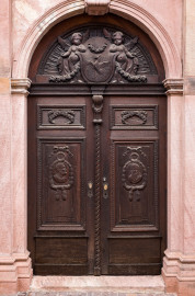 Heidelberg - Heiliggeistkirche - Südseite - Östliches Südportal - Blick auf einen Ausschnitt des Portals (aufgenommen im November 2013, am späten Vormittag)