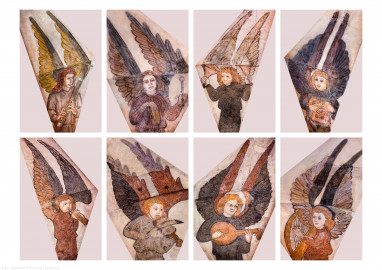 Heidelberg - Heiliggeistkirche - Mittelschiff - Alle 8 Engel aus der Gewölbemalerei "Engelskonzert" (aufgenommen im Februar/März 2014, nachmittags) Heidelberg - Heiliggeistkirche - Mittelschiff - Alle 8 Engel aus der Gewölbemalerei "Engelskonzert" (aufgenommen im Februar/März 2014, nachmittags)