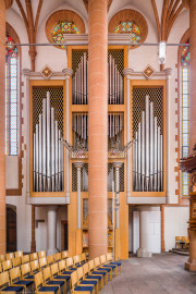 Heidelberg - Heiliggeistkirche - Chor - Hauptorgel - Zentraler Blick auf die Chororgel, erbaut von Steinmeyer 1980 bis 1993 (aufgenommen im Oktober 2014, am Nachmittag) Heidelberg - Heiliggeistkirche - Chor - Hauptorgel - Zentraler Blick auf die Chororgel, erbaut von Steinmeyer 1980 bis 1993 (aufgenommen im Oktober 2014, am Nachmittag)