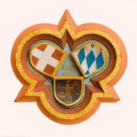 Heidelberg - Heiliggeistkirche - Südempore - Schlußstein, 3. Joch, von Westen aus gezählt (aufgenommen im Mai 2015, am späten Vormittag)