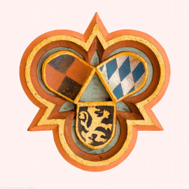 Heidelberg - Heiliggeistkirche - Südempore - Schlußstein, 5. Joch, von Westen aus gezählt (aufgenommen im Mai 2015, um die Mittagszeit)