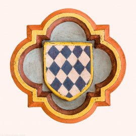 Heidelberg - Heiliggeistkirche - Nordempore - Schlußstein, 3. Joch, von Westen aus gezählt (aufgenommen im Mai 2015, am frühen Nachmittag)