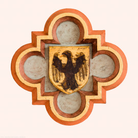 Heidelberg - Heiliggeistkirche - Nordempore - Schlußstein, 6. Joch, von Westen aus gezählt (aufgenommen im Mai 2015, am Nachmittag)