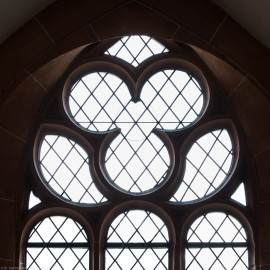 Heidelberg - Heiliggeistkirche - Nordempore - 5. Joch, von Westen aus gezählt - Fenstermaßwerk (aufgenommen im Mai 2015, um die Mittagszeit)