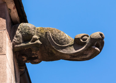 Heidelberg - Heiliggeistkirche - Dach - Südseite - Blick von Westen auf den 2. Wasserspeier, von Westen aus gezählt (aufgenommen im Juni 2015, am Nachmittag) Heidelberg - Heiliggeistkirche - Dach - Südseite - Blick von Westen auf den 2. Wasserspeier, von Westen aus gezählt (aufgenommen im Juni 2015, am Nachmittag)