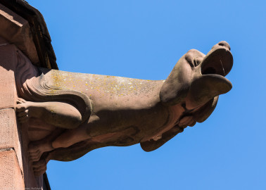 Heidelberg - Heiliggeistkirche - Dach - Südseite - Blick von Westen auf den 3. Wasserspeier, von Westen aus gezählt (aufgenommen im Juni 2015, am Nachmittag) Heidelberg - Heiliggeistkirche - Dach - Südseite - Blick von Westen auf den 3. Wasserspeier, von Westen aus gezählt (aufgenommen im Juni 2015, am Nachmittag)