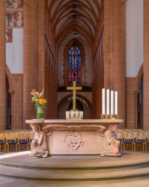 Heidelberg - Heiliggeistkirche - Altar - Ostseite des Altars von Edzard Hobbing (aufgenommen im Juni 2015, am späten Vormittag) Heidelberg - Heiliggeistkirche - Altar - Ostseite des Altars von Edzard Hobbing (aufgenommen im Juni 2015, am späten Vormittag)