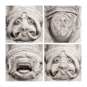 Heidelberg - Heiliggeistkirche - Nordschiff - v.l.n.r., v.o.n.u: 1./4./2./3. Figur am unteren Dienstabschluß, von Westen aus gezählt (aufgenommen im März 2013, nachmittags)