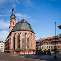 Heidelberg - Heiliggeistkirche - Ostseite - Blick von der östlichen Hauptstraße auf den Chor und den Turm (aufgenommen im Mai 2013, am Vormittag)