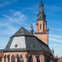 Heidelberg - Heiliggeistkirche - Ostseite - Blick vom Rathaus im 3. Stock auf die Nordostseite und den Turm (aufgenommen im Juli 2013, am späten Vormittag)