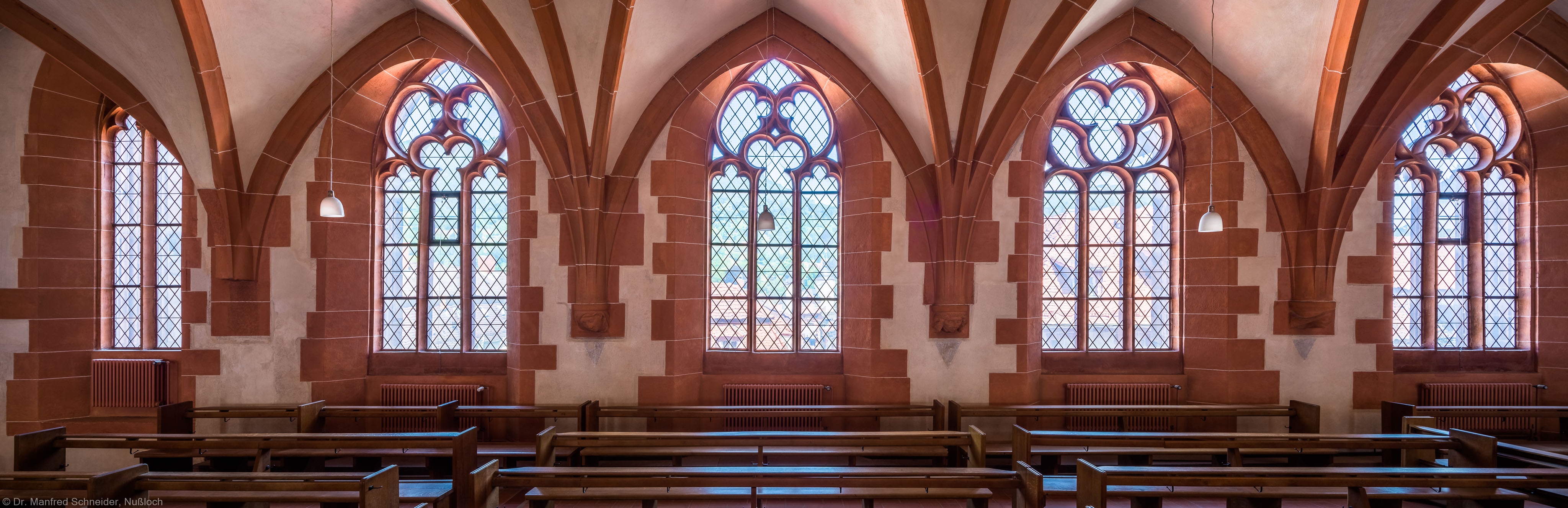 Heidelberg - Heiliggeistkirche - Nordempore - Blick von der Mitte der Nordempore nach Norden (aufgenommen im Juni 2015, um die Mittagszeit)