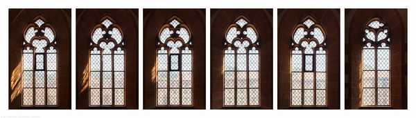 Heidelberg - Heiliggeistkirche - Südempore - 6./5./4./3./2./1. Joch, von Westen aus gezählt - Fenster und Maßwerk (aufgenommen im Juni 2015, am Nachmittag)