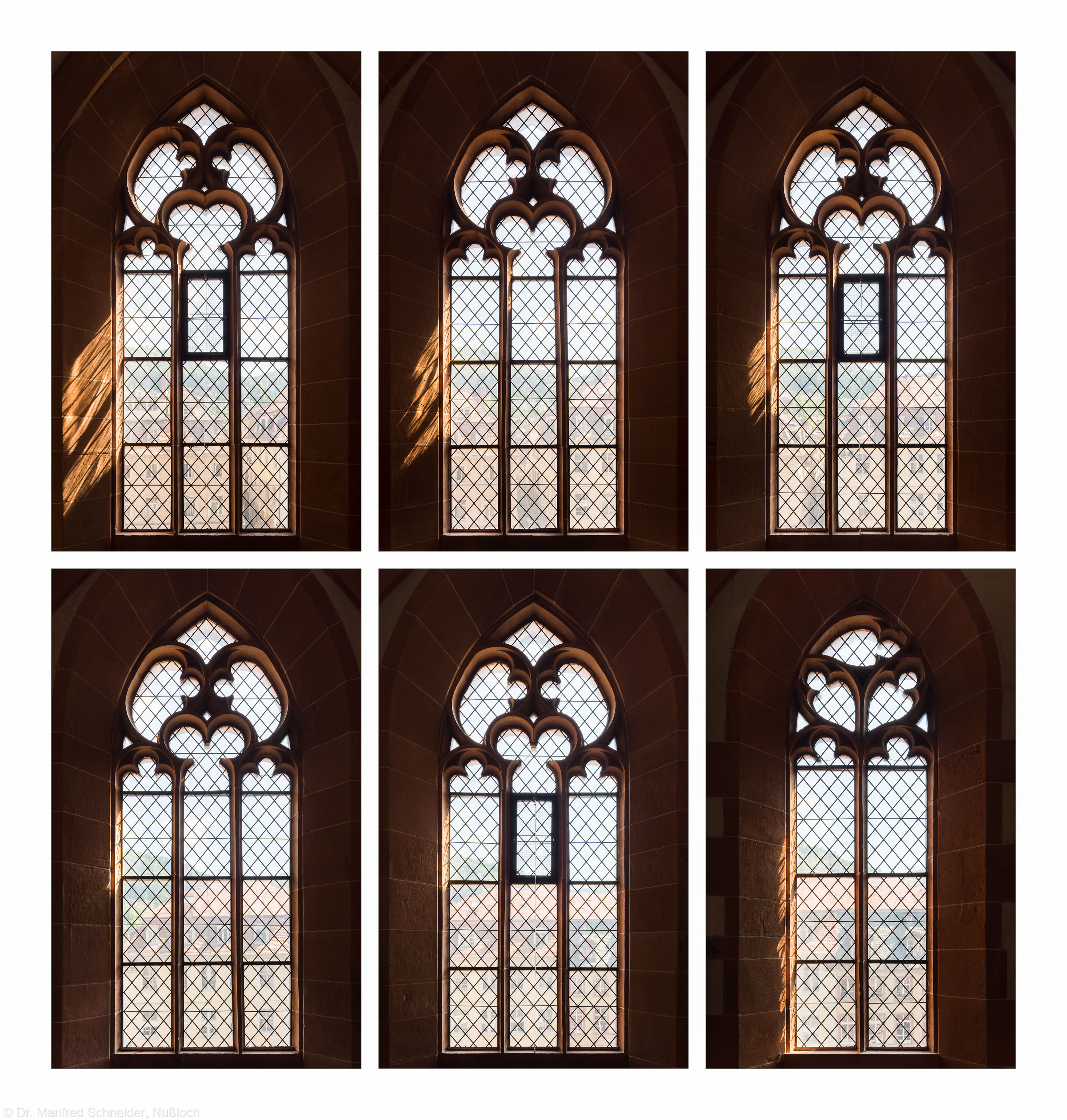Heidelberg - Heiliggeistkirche - Südempore - 6./5./4. und 3./2./1. Joch, von Westen aus gezählt - Fenster und Maßwerk (aufgenommen im Juni 2015, am Nachmittag)