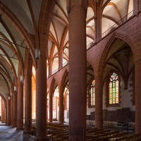 Heidelberg - Heiliggeistkirche - Nordschiff - Blick von Nordwesten in die Schiffe und auf die Südempore (aufgenommen im Juni 2015, am späten Vormittag)