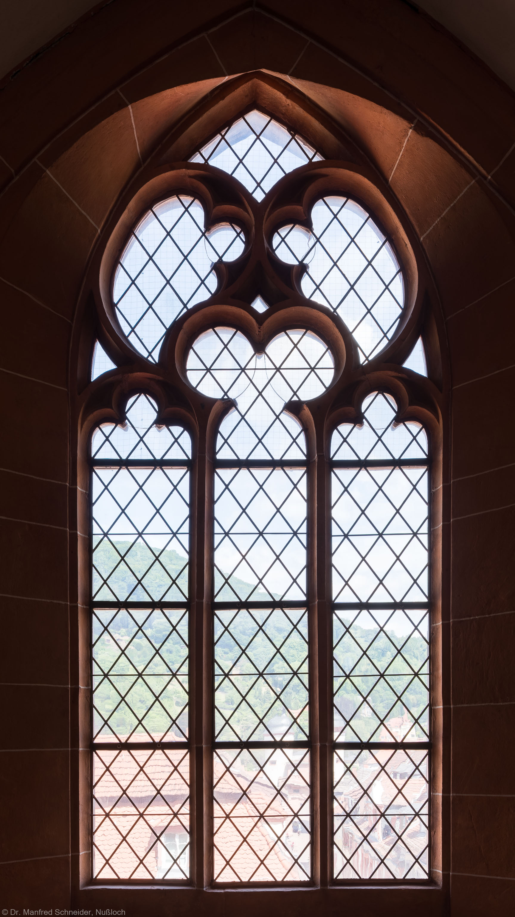 Heidelberg - Heiliggeistkirche - Nordempore - 4. Joch, von Westen aus gezählt - Fenster und Maßwerk (aufgenommen im Juli 2015, um die Mittagszeit)