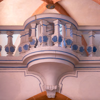 Heidelberg - Heiliggeistkirche - Westbau - Mittlere Zwischen-/Orgelempore - Südseite - Blick vom Südschiff auf den barocken Balkon (aufgenommen im Juli 2015, am Nachmittag)