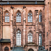 Heidelberg - Heiliggeistkirche - Aussen / Nord - Blick auf die Nordfassade, das Nordschiff und die Nordempore (aufgenommen im Oktober 2015, am späten Vormittag)