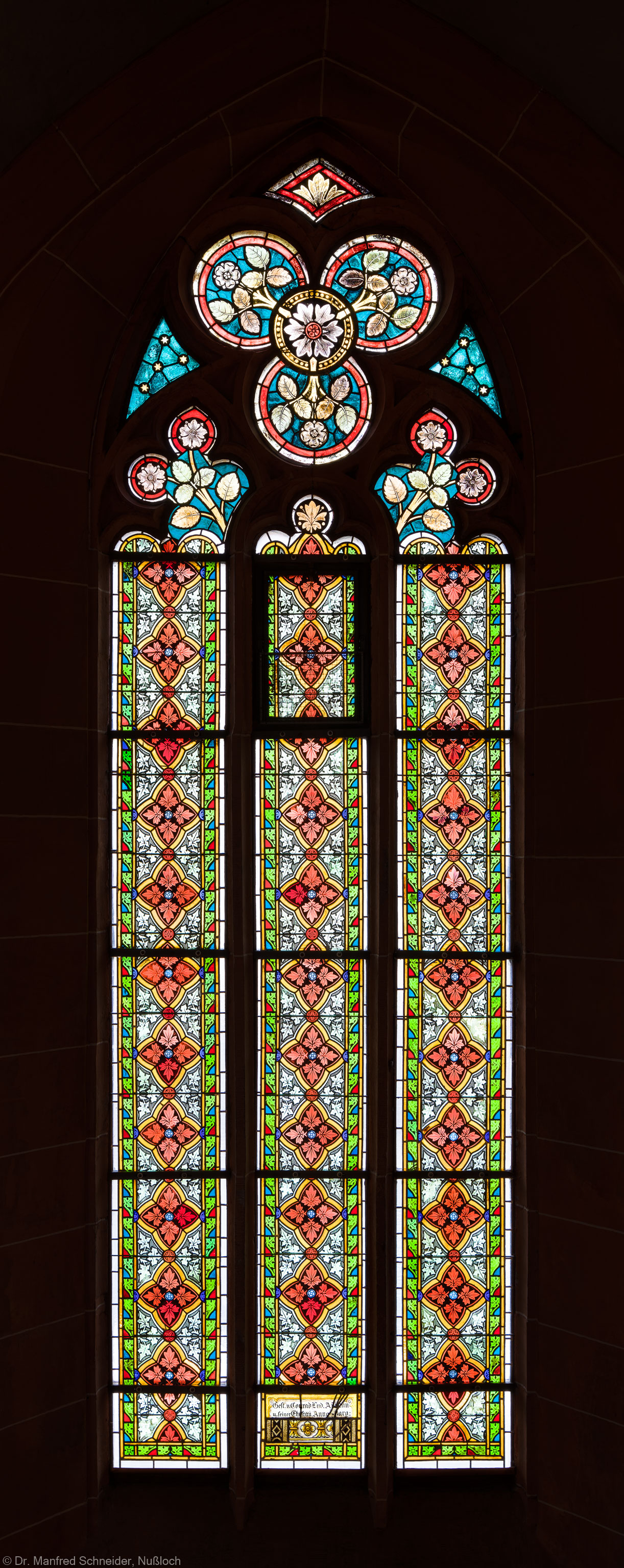 Heidelberg - Heiliggeistkirche - Südschiff - 2. Joch, von Westen aus gezählt - Gesamtaufnahme des Ornamentfensters (aufgenommen im Oktober 2015, am Nachmittag)