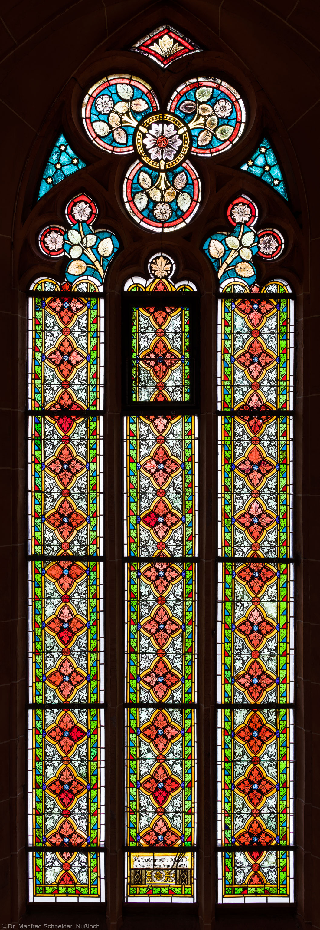Heidelberg - Heiliggeistkirche - Südschiff - 2. Joch, von Westen aus gezählt - Gesamtaufnahme des Ornamentfensters (aufgenommen im Oktober 2015, am Nachmittag)