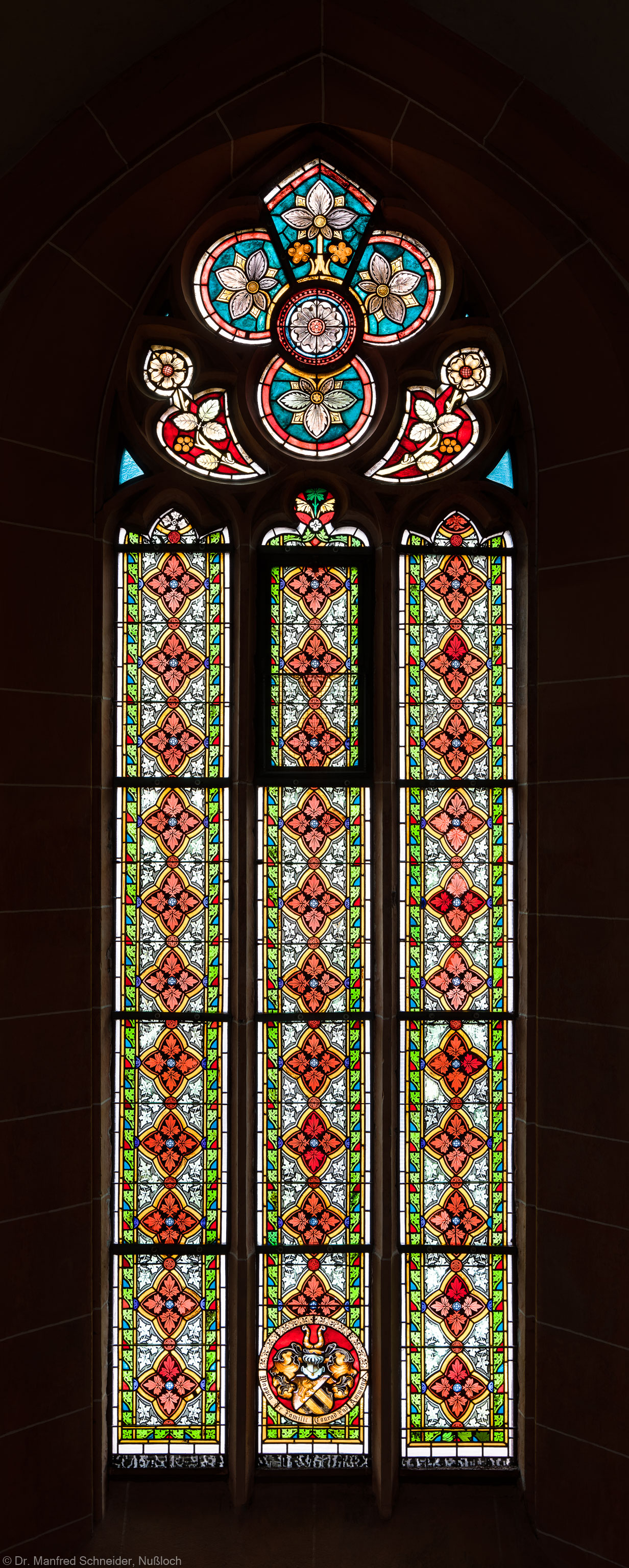Heidelberg - Heiliggeistkirche - Südschiff - 3. Joch, von Westen aus gezählt - Gesamtaufnahme des Ornamentfensters (aufgenommen im Oktober 2015, am frühen Nachmittag)
