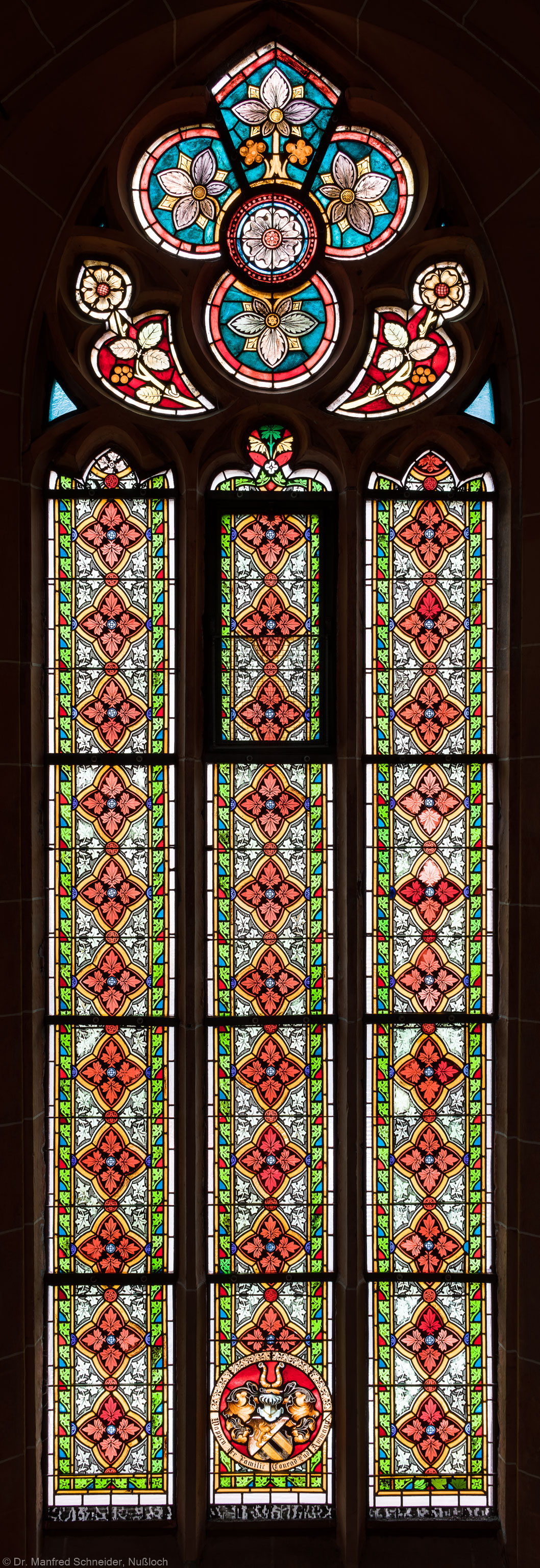Heidelberg - Heiliggeistkirche - Südschiff - 3. Joch, von Westen aus gezählt - Gesamtaufnahme des Ornamentfensters (aufgenommen im Oktober 2015, am Nachmittag)